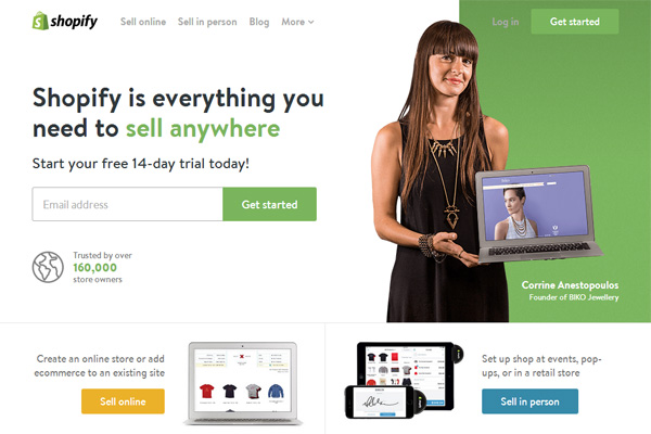 Shopify，一枚簡潔清新的國外電子商務平臺網(wǎng)站(圖1)